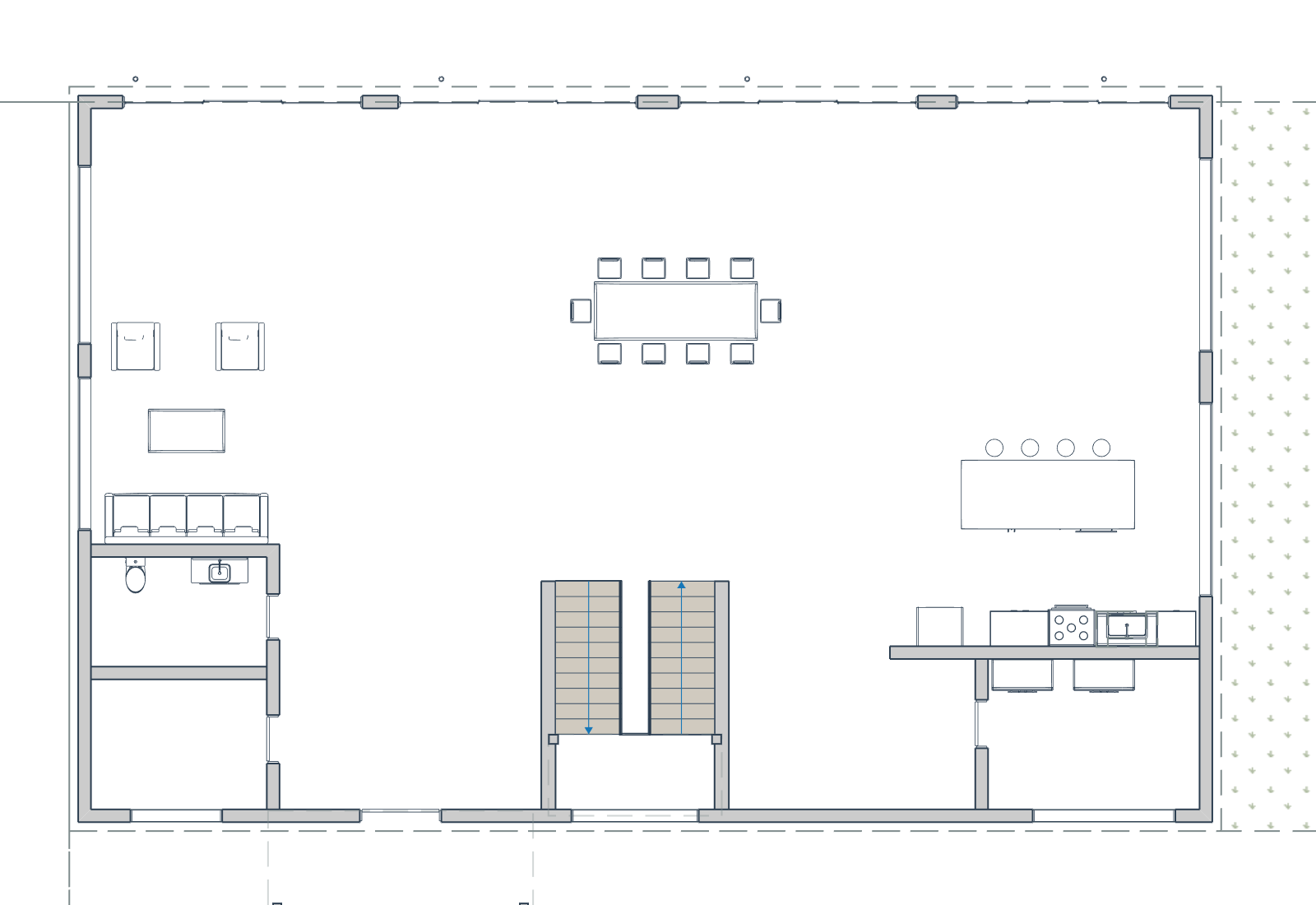 Casa Umbral · Planta baja del estudio residencial